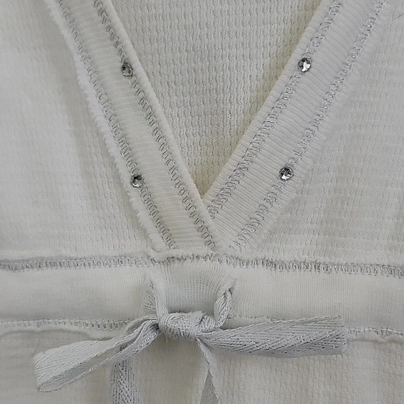 NWT Justice White Hoodie Cap Sleeve Bling Top L 14 - Picture 12 of 16